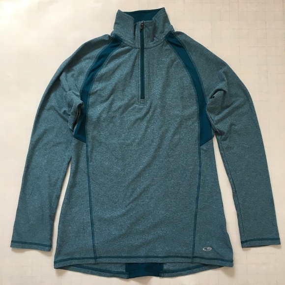 Champion Duo Dry  1/4 Zip Long Sleeve Grayish Green Blue  Activewear Top Size XS - Picture 15 of 16